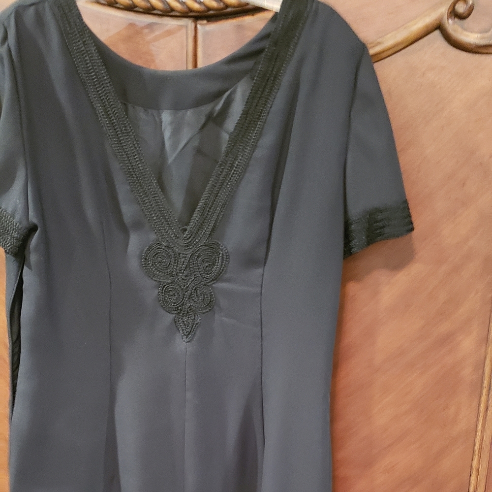 Tea length dress, v back